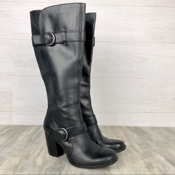 Born Shoes - Born Rimes Black Leather Knee High Boots Size 8